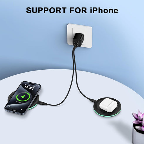 Wireless Phone Charger for Google Pixel 8a/8 Pro/8/7 Pro/7,Samsung Galaxy S24/S23 Ultra/S22/S21,Z Fold5,Wireless Charging Pad for iPhone 15 Pro Ma...
