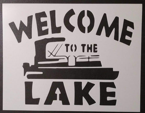 Reusable "Welcome to The Lake" Boat Stencil 8.5" x 11" - Custom Lakeside Design for Cozy Crafts...