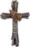 God Bless Our Family Wall Cross with Praying Hands, Rustic Wood Look, 13 Inches...