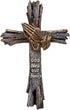 God Bless Our Family Wall Cross with Praying Hands, Rustic Wood Look, 13 Inches...
