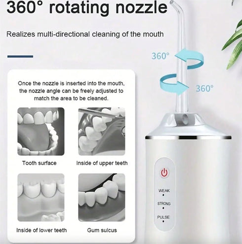 Dental Flosser Water Jet Oral Irrigator for Teeth, Dentures, and Braces Portable Rechargeable Multipe Pressure Modes...