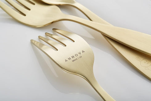 ANNOVA Kids Silverware Children's Safe Flatware Set Stainless Steel - Children Forks, Children Tablespoons, Toddler Utensils, Metal Cutlery Set fo...