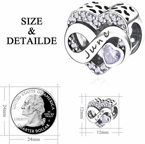 Birthstone Charms for Bracelet Necklace 925 Sterling Silver Love Heart Charms Happy Birthday Charms for Women Jewelry Gift...