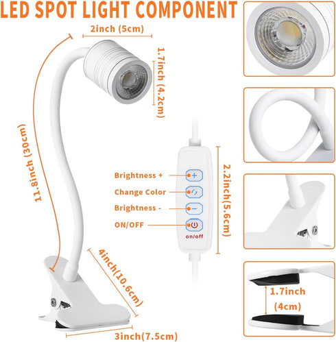 EAGLOD LED 3 Brightness Clamp Light?Portable Clip Light LED Lamp, USB Plug Clip on Desk Lamp,360°Flexible Gooseneck Night Reading Light,Desk/Table...
