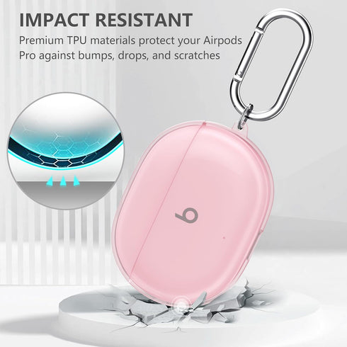 Beats Studio Buds Case Cover, Studio Buds Plus Case Cover Clear 2021/2023with Key Fob and Earbud Cleaning Kit, Earbuds Full Protective Soft TPU Ca...