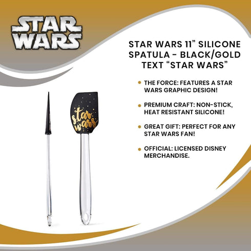 Official Star Wars 11-Inch Silicone Kitchen Spatula - Black/Gold Text Reads "Star Wars" - Perfect Novelty Utensil for Grilling, Cooking, BBQ, and ...