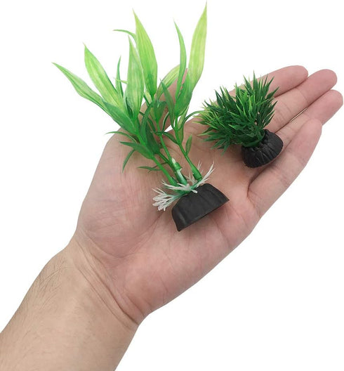 Smoothedo-Pets Aquarium Plants Fish Tank Decorations 4inch/10pcs Set Plastic Artificial Plant Goldfish Waterscape Fish Hides for Small Fish Tank/B...