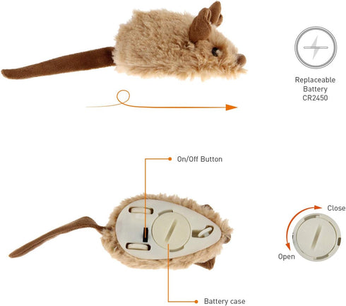 Gigwi Interactive Cat Toy Mouse, Moving Automatic Cat Toys Mice Electronic with Furry Tail, Automatic Squeaky Cat Toys for Kitten Indoor/Outdoor E...