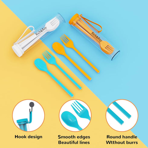 Rich&Ray Travel Utensils Set with Case, Reusable Picnic Accessories Fork and Spoon, Cutlery Set Eco-Friendly for Adults Travel Picnic Camping Uten...
