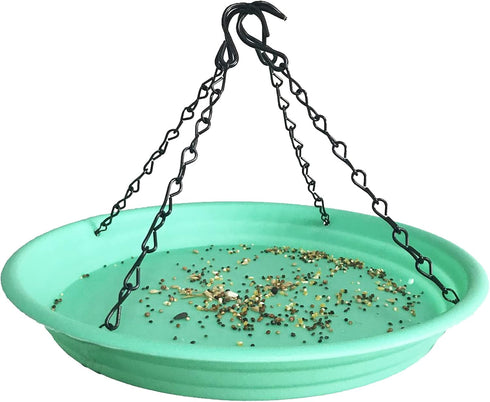 Large Hanging Bird Feeder Tray, Platform Seed Tray for Bird Feeders, Outdoor Garden Decoration for Backyard Attracting Wild Birds - Green...