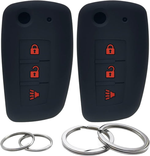 GFDesign 2 Pcs Silicone 3 Buttons Key Fob Cover Remote Case Keyless Protector Compatible with Nissan Rogue/Rogue Select/Rogue Sport CWTWB1G767...
