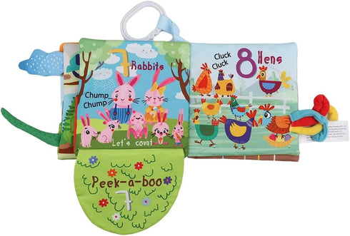 YooLove Soft Cloth Crinkle Baby Books,Interactive Touch & Feel Baby Toys for Ages 0-3 | Infant & Toddler Early Education Farm Teetheing Book | Ide...