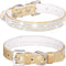 Rhinestone Dog Collar, Cute Dazzling Sparkling Leather Dog Cat Rhinestone Collar Crystal Diamond Pet Dog Puppy Collar (S:21-27cm, Gold)...