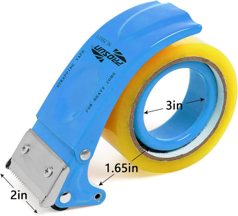 PROSUN 2 Pack Metal Packing Tape Dispenser Gun: 3-inch + 2-inch Wide Tape Dispenser / 3-Inch Inner Paper Core(3"Blue + 2"Orange)...