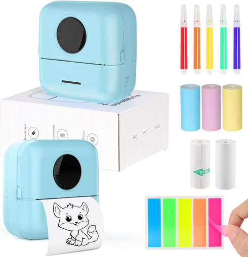 Mini Sticker Printer Inkless Thermal Sticker Maker Machine, Bluetooth Mini Pocket Printer with 5 Thermal Paper for Photo Journal Notes Study Home ...