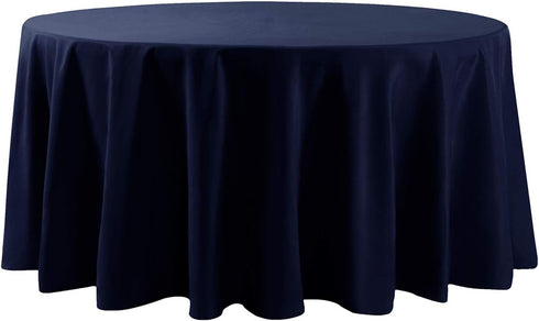 108 inch Round Tablecloth Washable Polyester Table Cloth Decorative Table Cover for Wedding Party Dining Banquet?108 inch,Navy?...