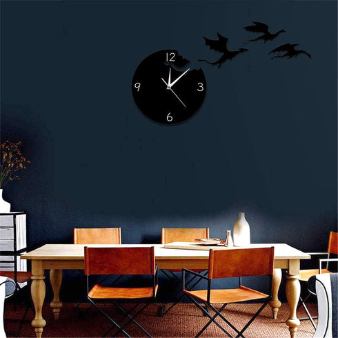 The Geeky Days Magic Flying Angry Fantasy Dragon Wall Clock Abstract Gothic Fairytale Dragon Wall Art Quartz Analog Quiet Decorative Wall Watch...