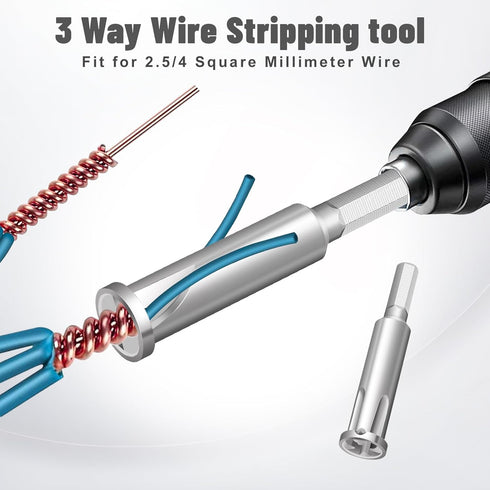 4 Pcs Wire Twister Tool for Drill, Wire Nut Twister Wire Stripper Tool Connector Driver with 1/4" Chuck Cable Quick Stripping Electricians Tools...