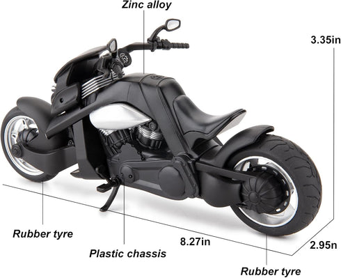 BDTCTK 1:12 Compatible for Travertson V-rex Motorcycle Toy Car, Model Car, Collection and Decoration Gift Toy for Adults and Kids Boy Girl (Black)...