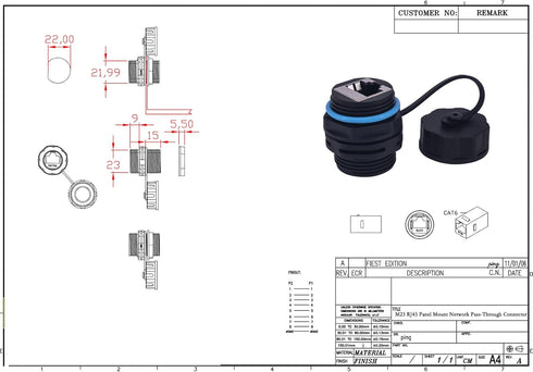 Waterproof CAT6 RJ45 Panel Mount Coupler,Lonlonty IP68 Shielded Industrial Panel Mount Bulkhead Ethernet LAN Pass Through Connector,Female to Fema...