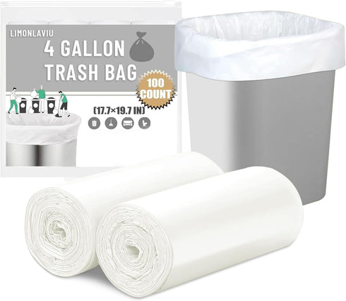 Small Trash Bags 4 Gallon, 100 Count Small Garbage Bags Bathroom Trash Bags White Trash Bags Trash Can Liners Mini Trash Bags Trash Bags Unscented...