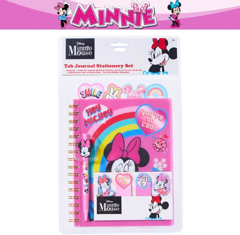 Innovative Designs Disney Minnie Mouse Tab Journal Spiral Notebook, Ballpoint Pen, Sticky Tabs, 96 Lined Pages, Pink...