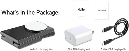 Wireless 3-in-1 Magnetic Charging Station, Qi Certified15W MagSafe-Compatible Wireless Charger Stand, Foldable Charger for iPhone 15/14, AirPods, ...