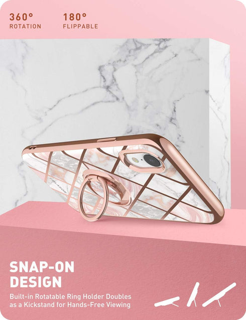 i-Blason Cosmo Snap Case Designed for iPhone XR, Slim with Built-in 360° Rotatable Ring Holder Kickstand Supports Car Mount (2018 Release) (Marble...