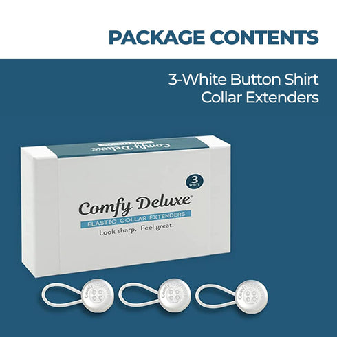 Premium 3-pack Of Collar Extenders (White) For Men And Women - Magic Extension For Shirts Of All Kinds, Soft & Elastic Design - Neck Button Extend...
