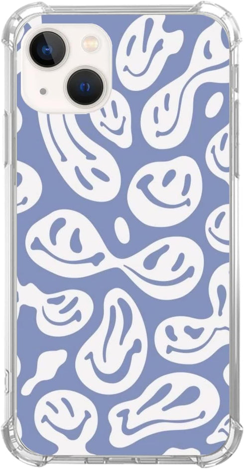 Trippy Smile Face Phone Case for iPhone 13, Cute Funny Melted Face Blue Case for Girls Women Boys Men, Unique Trendy TPU Bumper Case for iPhone 13...
