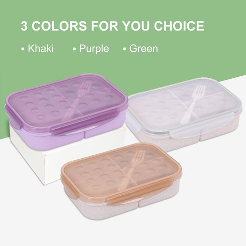 ASYH Bento Box Lunch Box Classic 3 Compartment Bento Box for Adults Ideal Leakproof Lunch Containers with Utensils, Microwave and Dishwasher Safe ...