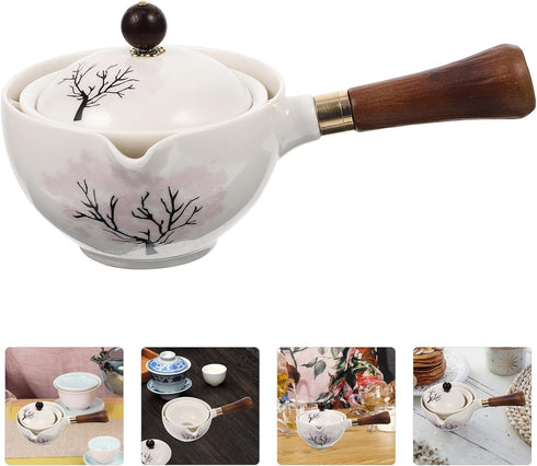 UPKOCH Tea Set Japanese Tea Set Teapot with Infuser Teapot Blooming and Loose Leaf Tea Maker with Wooden Handle Asian Kitchen Tea Kettle Style 1 T...