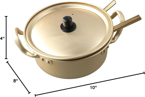Ramen Pot, Korean Ramen Cooking Pot With Lid Spoon and Chopsticks, Fast Heating For Kitchen Cookware (Double handle)...