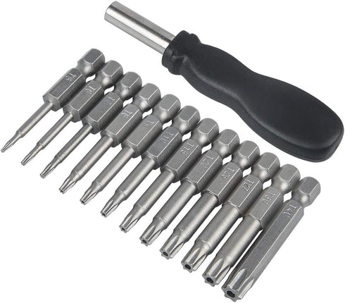 12 Pack Torx Head Screwdriver Bit Set,DanziX 1/4 inch Hex Shank T5-T40 S2 Steel Security Tamper Proof Star 6 Point Screwdriver Tool Kit with 1 Pac...