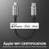 VENA USB C to Lightning Cable - 6 inch (2 Pack), (Apple MFI Certified) 18W Fast Charge Power Delivery Nylon Braided Apple Charger Compatible with ...