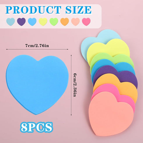 Heart Sticky Notes Cute 240 Sheets Heart Shape Sticky Memo Pads Self-Stick Note Pads Colorful Removal Easy to Post for Home Office School Business...