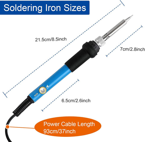 Soldering Iron Kit Soldering Kit With Temperature Adjustable Electric Soldering Gun,60w 110v Soldering Iron With Ceramic Heater,5pcs Different Sol...