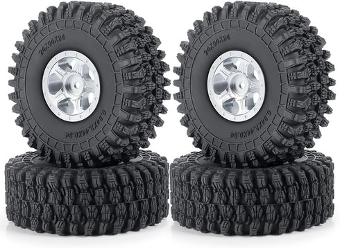 4Pcs RC Tires Terrain Rubber Tires for 1/18 Tra-xxa Trx4m Axial SCX24 RC Crawler Car Upgrade...