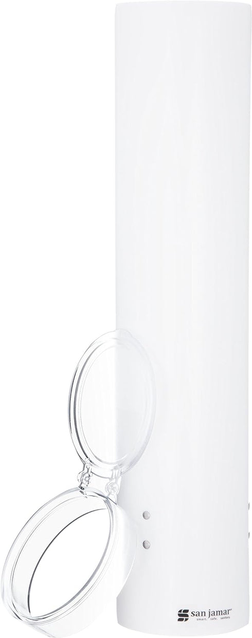 San Jamar Medium Pull-Type Cup Dispenser 4-10 Oz. Cups with Flip Cap for Restaurants, Dining Halls, and Fast Food Plastic, 16 Inches, White...