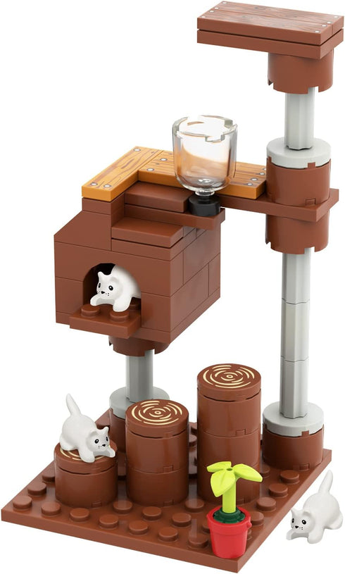 Farm Animals Cat Climber & House Building Set, MOC Toy Set for Kids, Girls and Boys Ages 6+...