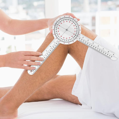 Prasacco 12 Inch Goniometer, Transparent Orthopedic Angle Ruler Plastic Goniometer 360 Degree Goniometer Angle Protractor Goniometer for Body Meas...