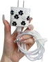 for Apple 20W USB-C Power Adapter Charger Protective Case with USB Lightning Cable Cover,Cute Women Flower Floral Data Cable Phone Charger Data Li...