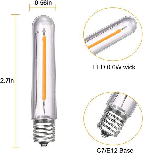 New S14 LED String Light Replacement Bulb, 12PK LED Bulb, 0.6 Watts 120 Volts, E12 Screw Base, Warm White...