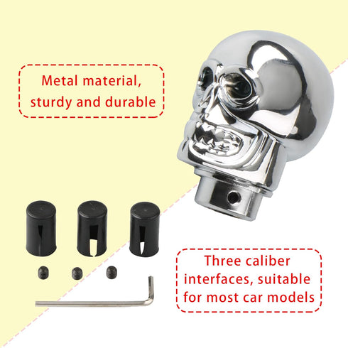 1 PC Car Shift Knob, Aluminum Alloy Gear Stick, Shift Head with Led Light, Gear Knob Replacement, Automotive Part, Skull Decoration, Universal for...