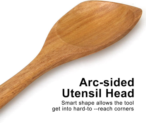 Large Wooden Spoons for Cooking Spatula Mixing Serving Spoon Acacia Best Wood Corner Spoon Non-Stick Spoons Kitchen Utensils Long Handle Spoon Big...