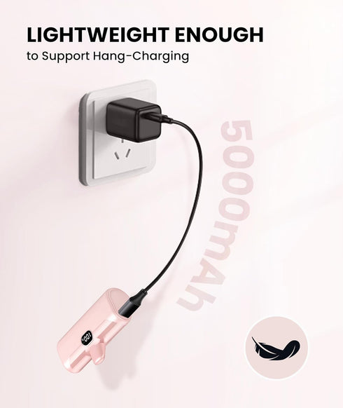 Pink Small Portable Charger for iPhone,5000mAh Lightweight Battery Pack with Metal Stand/LED Flashlight Mini Power Bank Battery Charge for iPhone ...