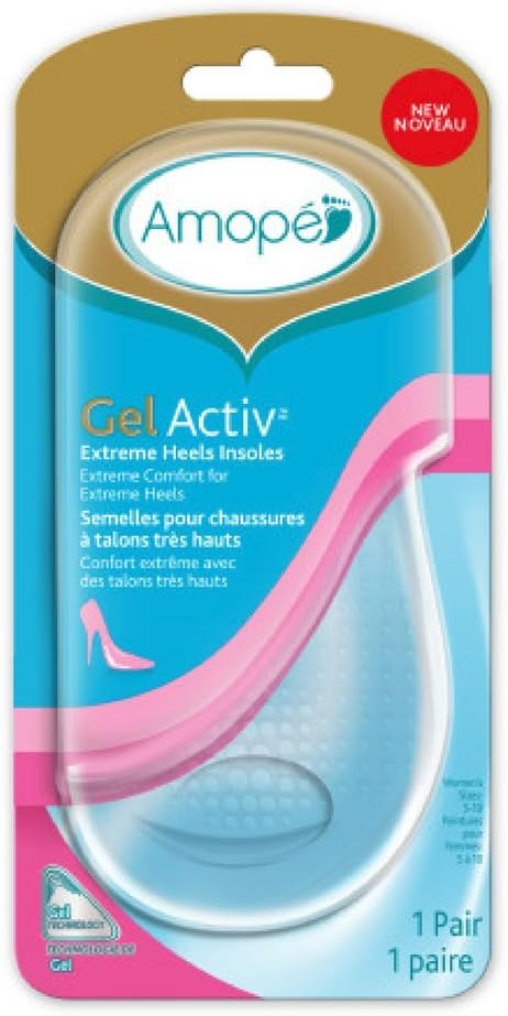 Amope GelActiv Extreme Heels Insoles for Women, 1 pair, Size 5-10...