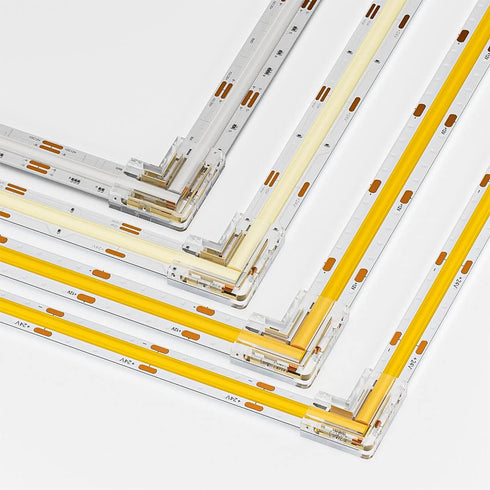 BTF-LIGHTING FCOB COB 10mm/0.39in Width LED Strip Connector Kit 6Pcs 3 Pin Transparent Gapless L-Shaped Connectors 4Pcs 4Pin Strip to Strip Connec...