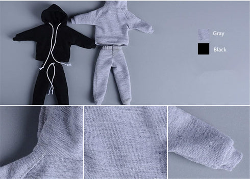 1/12 Scale Male Clothes,Men's Hoodie Pants Trousers Clothing for 6inch Male Action Figure Body Doll (Gray Color)...