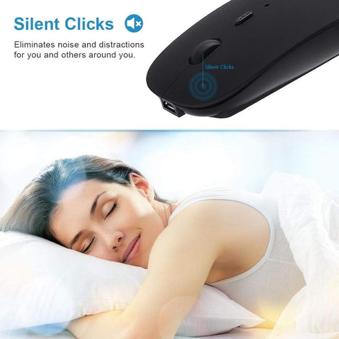 Bluetooth Mouse for Laptop/iPad/iPhone/Android PC,Rechargable Quiet Slim Wireless Mice Compatible with OS/Windows/Linux/Tablet,Black...